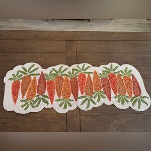 Hand-Beaded Carrot Table Runner in Orange & Green